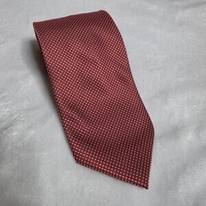 Ermenegildo Zegna Red Silk Tie Textured Pattern Luxury DesignerClassic